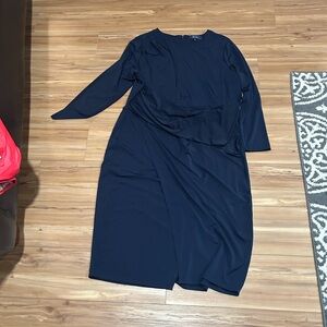 RACHEL Rachel Roy Blue Long Sleeve Crew Neck Sheath Dress Size 3X